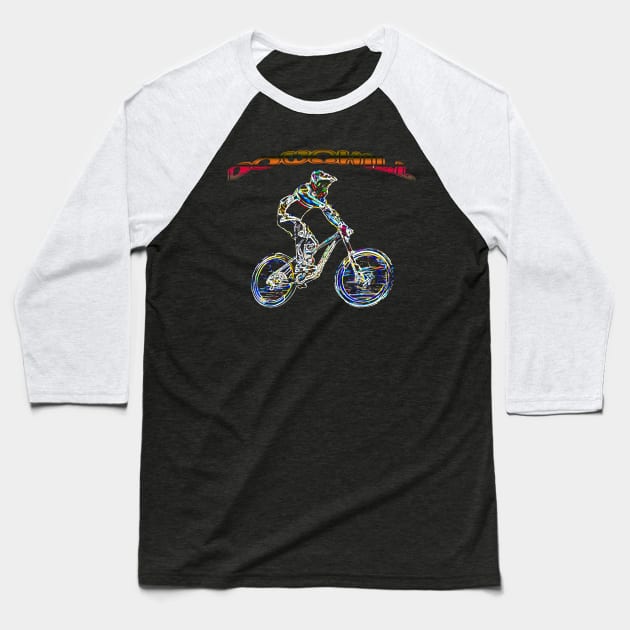 mtb downhill Baseball T-Shirt by rickylabellevie